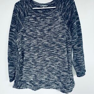 Daisy Fuentes Sweater Cotton Blend Long Sleeve Navy Blue and White Size XL